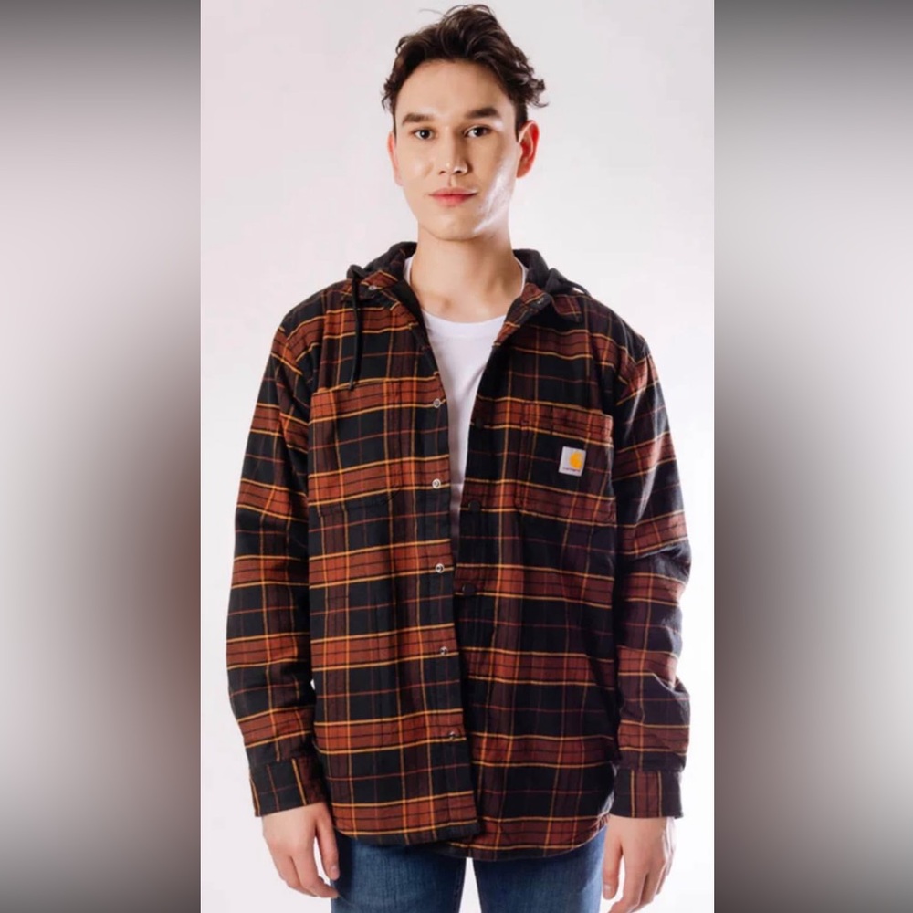 Carhartt rugged relaxed flannel hoodie shacket